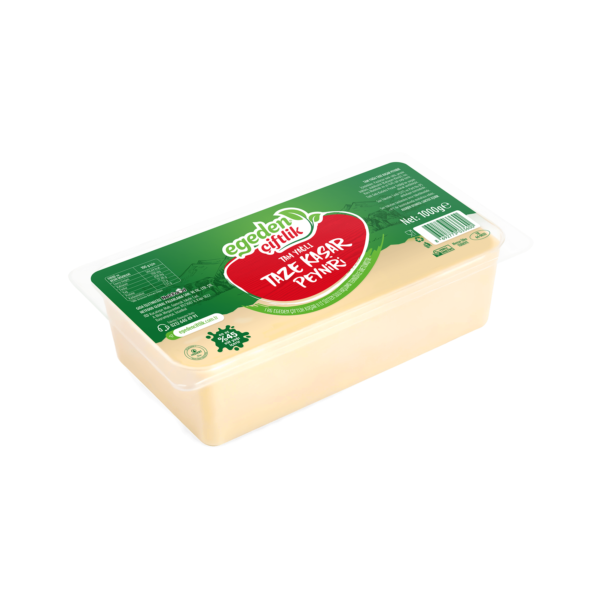 Tam Yağlı Taze Kaşar Peyniri - 1000gr