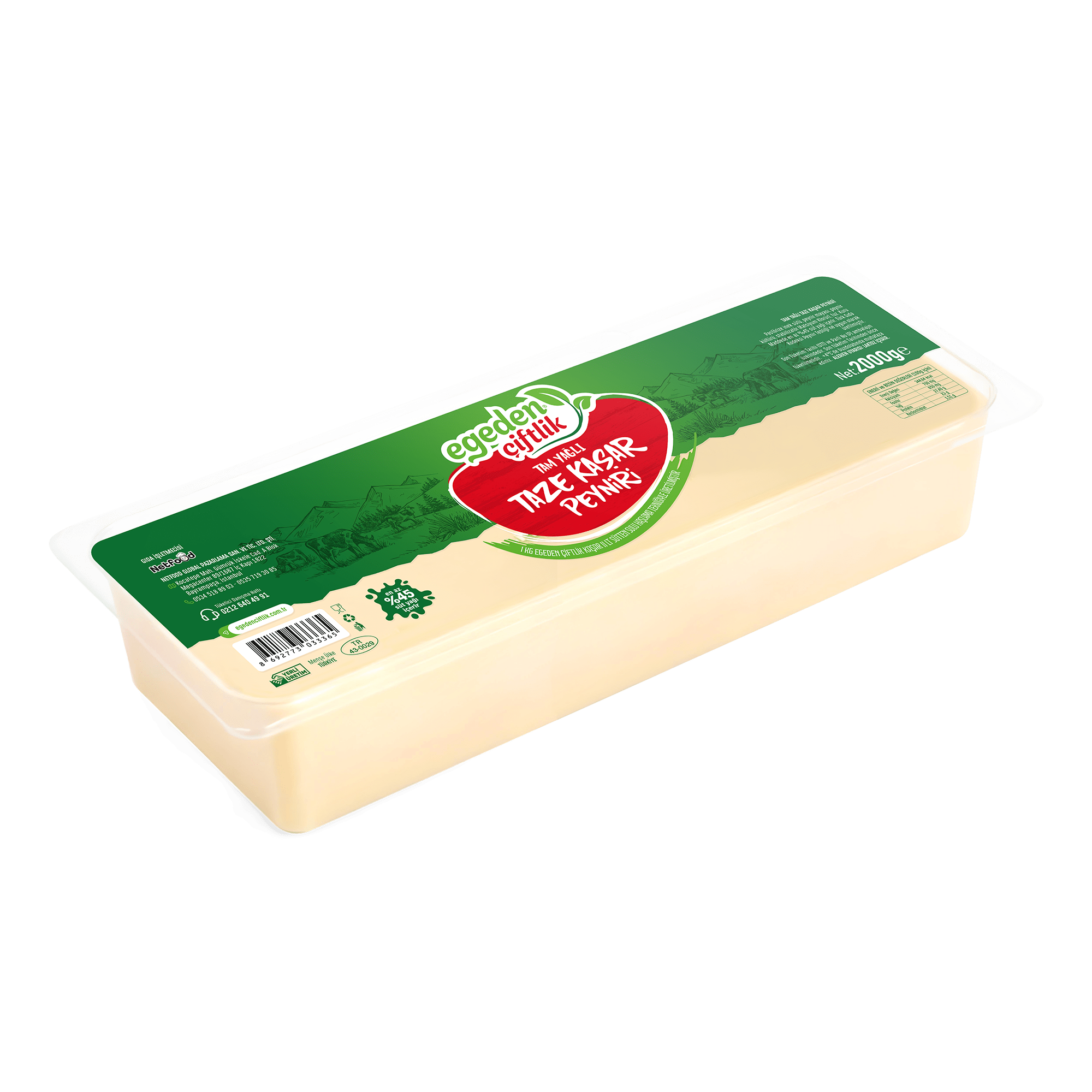 Tam Yağlı Taze Kaşar Peyniri - 2000gr